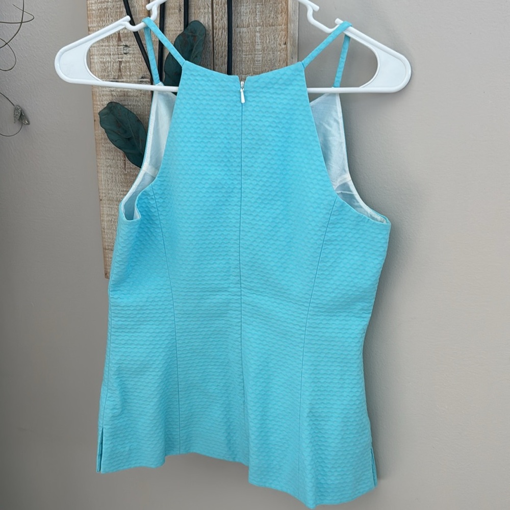 Lilly Pulitzer Bailey Silk Elegant Blue Sleeveless Top with Lace Detail size 2 - Picture 4 of 8